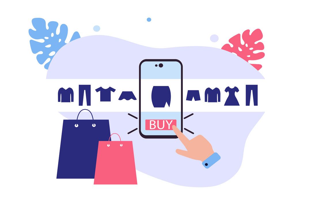 Ilustração mostra cliente escolhendo roupas na hora de fazer compras, representando o lance de CPC.